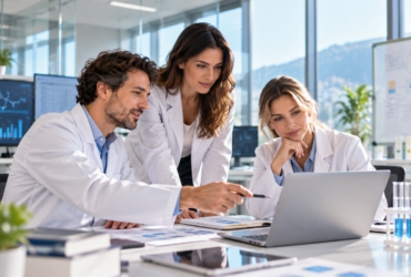Collaborazione scientifica in laboratorio moderno
