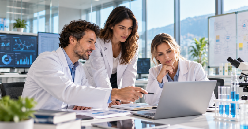 Collaborazione scientifica in laboratorio moderno